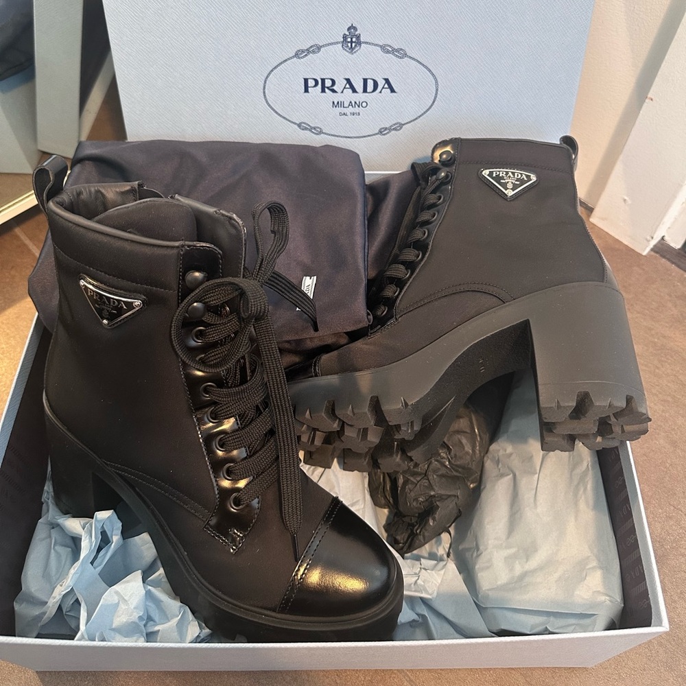 PRADA Re-Nylon and leather booties